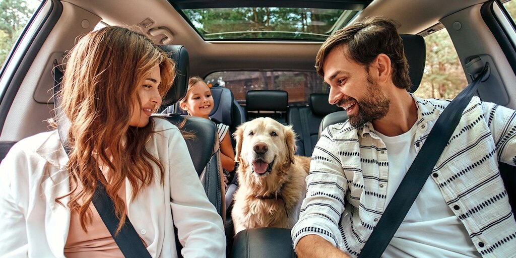Familia en su carro familiar